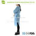 disposable PE coated PP SMS SMMS medical lab coats with knitted cuff and collar and difference size